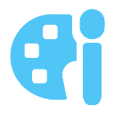 Artist palette icon in a flat blue color style.