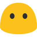 Yellow blob character with two black eyes and no mouth.