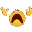A yellow emoji face disintegrating into brown dust particles from left to right.