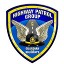 A blue and gold shield badge featuring a black hat and white wings with text.