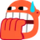 faceorangebitingnails