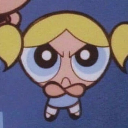 Bubbles from The Powerpuff Girls with a furious expression and her arms crossed.
