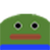 Pepe the Frog with a blank, unblinking expression and a flat, serious stare.