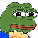 Pepe the Frog eating popcorn in a rhythmic, animated loop.