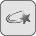 A stylized gray star orbiting a circular path representing dizziness.