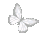 Four white pixel-art butterflies arranged in a horizontal row.