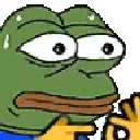 A green frog character with a nervous, sweating expression making an okay hand gesture.