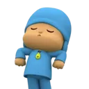 A 3D blue character with eyes closed in a peaceful sleeping expression.