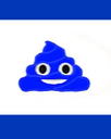 A blue pile of poop emoji with a smiling face and wide eyes.