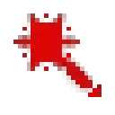 Red motion streak with a pixelated aesthetic suggesting rapid movement or impact.