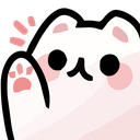 A cute white creature with rosy cheeks holding up its middle finger in a playful gesture.