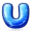 Letter U rendered in a glossy, 3D blue style with a smooth, rounded finish.