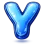 Letter Y rendered in a glossy, 3D blue style.