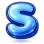Letter S rendered in a glossy, 3D blue balloon style against a dark background.