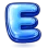 Letter E in a glossy blue 3D style set against a bold red and black background.