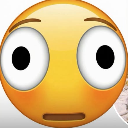Yellow emoji face with wide, unblinking eyes and a flat, neutral mouth expressing shock.
