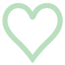 Heart symbol outlined in a soft mint green color.