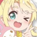 Noa Himesaka winking and making a peace sign while holding a plushie.