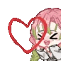 Mitsuri Kanroji from Demon Slayer with a joyful expression and a red heart.