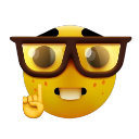 Nerd emoji with thick glasses and buck teeth holding up one finger in a lecturing gesture.
