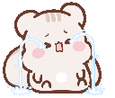 A small brown hamster with pink cheeks crying two streams of blue tears.
