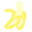 A bright yellow banana with a soft glowing effect around it.