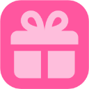A pink gift box with a bow icon in a flat design style.