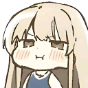 Anime girl with a pouting expression and squinted eyes.
