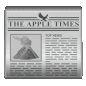 A newspaper with the text The Apple Times flips its pages in a loop.
