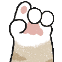 Cat paw waving in a cute, simple cartoon style.