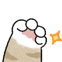 Animated cat paws moving rhythmically with a small gold sparkle appearing between them.