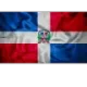 Dominican Republic flag waving with its central coat of arms visible.