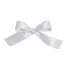 A simple white ribbon tied into a bow.