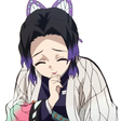 Shinobu Kocho covering her mouth with her hand while laughing with her eyes closed.
