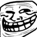 Face with a wide, mischievous grin and squinting eyes drawn in simple black line art.