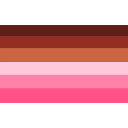 Lesbian pride flag with horizontal stripes in shades of brown, orange, and pink.
