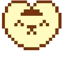Four heart-shaped characters with simple brown outlines and faces, alternating between smiling eyes and neutral expressions.