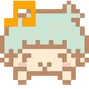 Four identical chibi characters with mint hair and musical notes above their heads, arranged in a horizontal row.