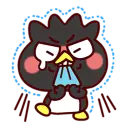 A black and white cartoon penguin with yellow beak and feet crying with an angry, frustrated expression.