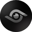 Eye symbol centered on a dark circular background with a sharp graphic design.