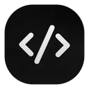 Code brackets symbol in white on a black rounded square background.