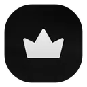 Crown icon in white on a black rounded square background.