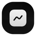 Line graph icon with a rising trend line centered on a rounded square background.