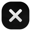 White X symbol centered on a black rounded square background.