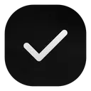 Checkmark symbol in white on a dark rounded square background.