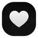 White heart centered on a black square background.