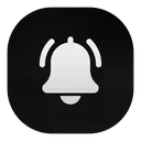 Bell icon in white against a dark background representing a notification alert.