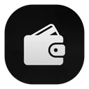 Wallet icon with a credit card inside, rendered in a minimalist flat style on a dark background.