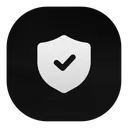 Shield icon with a checkmark inside, representing security or verification.