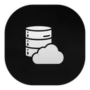 Database icon layered with a cloud symbol in a flat gray style.